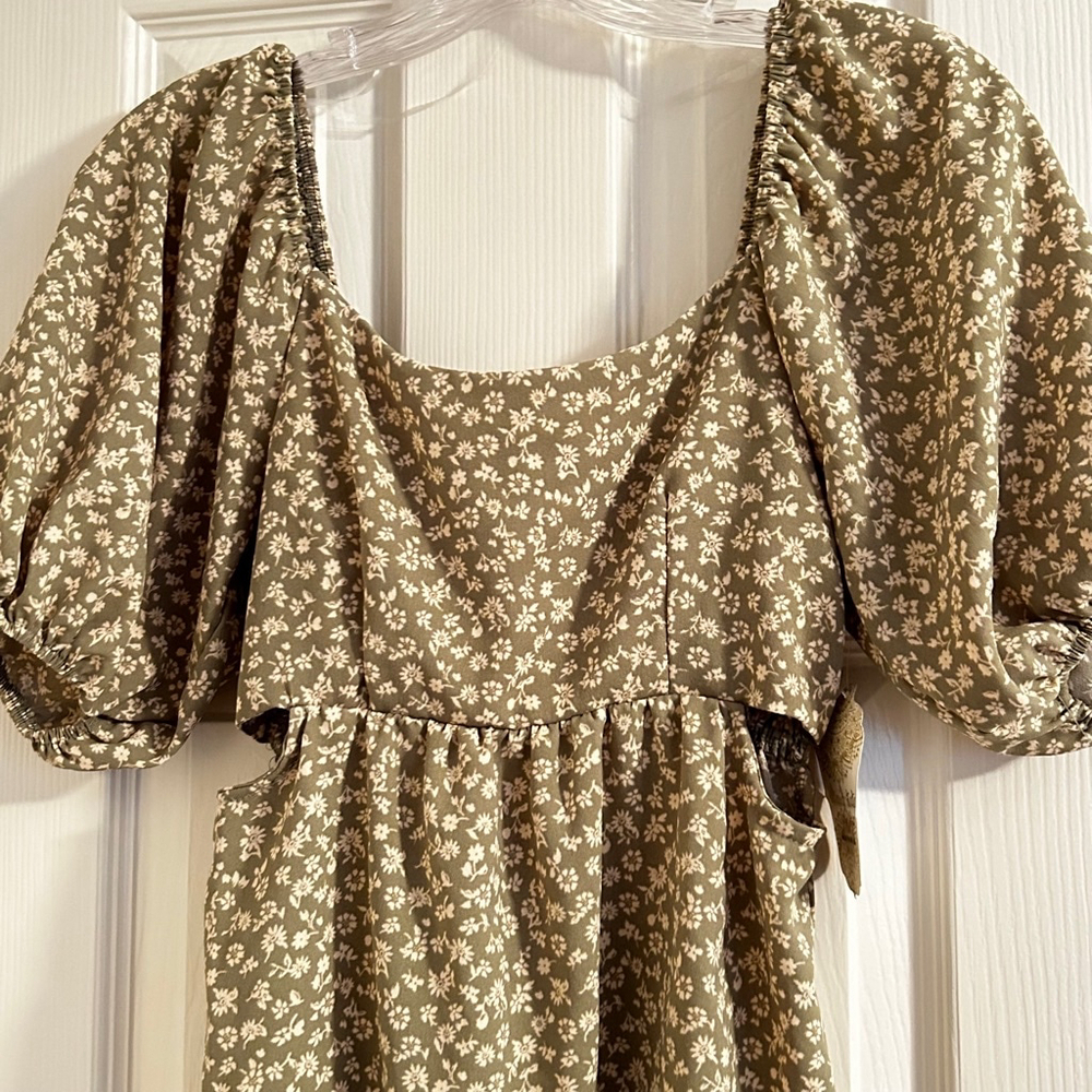 NWT altar’d state Floral Mini Dress, XS, Ivory and Sage - Picture 3 of 11